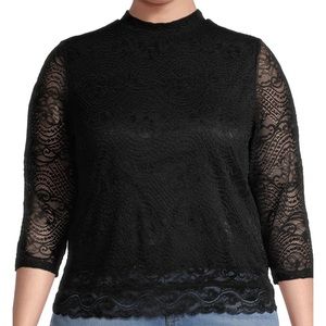 Juniors' Plus black Lace Top size 4X NWT shirt